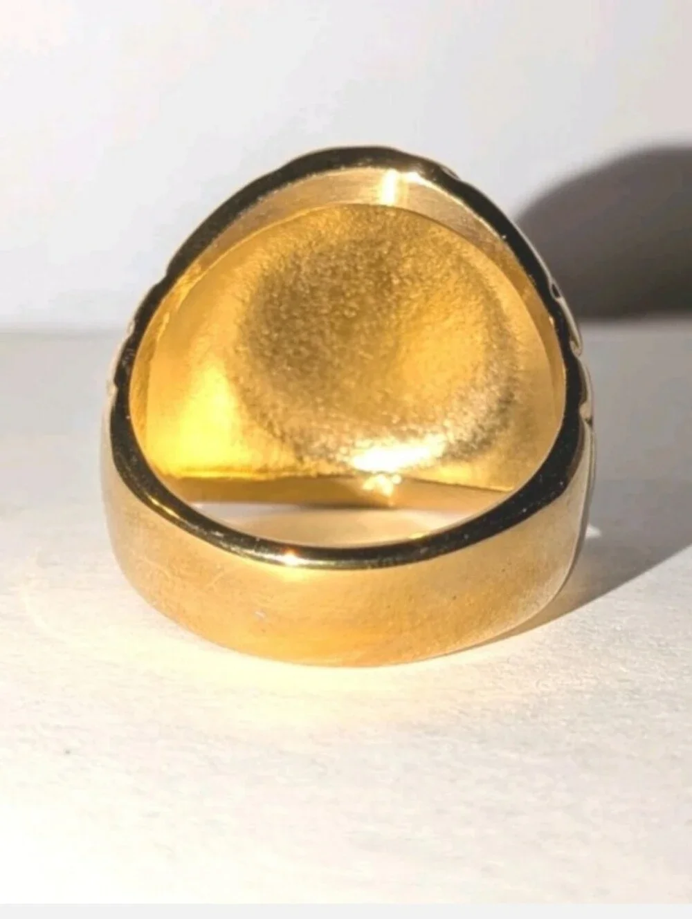 3ct Round CUT MOISSANITE MENS 14K YELLOW GOLD PLATED JEANS CRUSIFIX RING SZ 11
